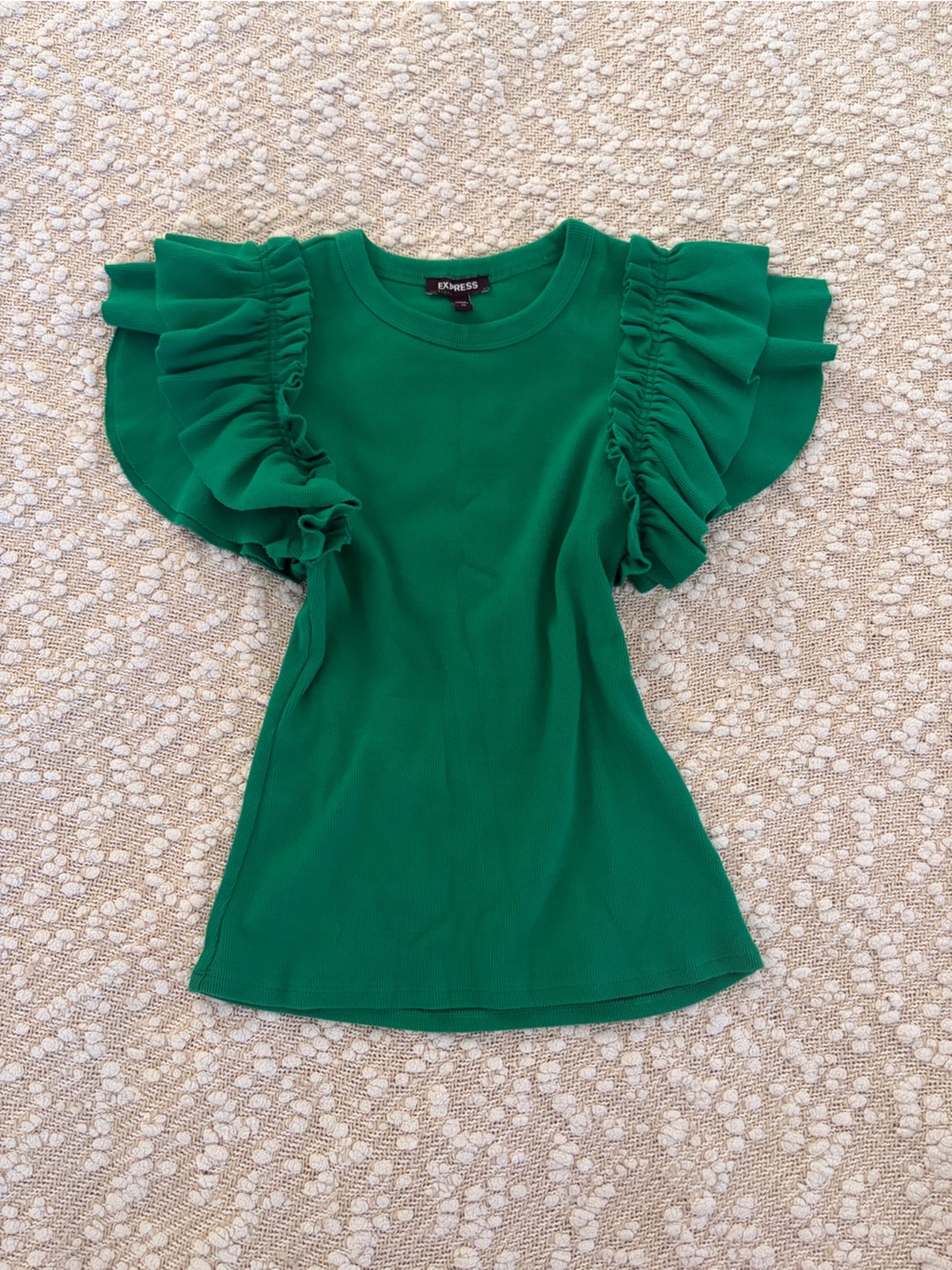 Express Green Too with Ruffle Sleeves